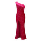 Temperament Diagonal Collar Banquet High Waist Slit Dresses