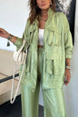 Women's Solid Color Fashion Long-sleeved Three-dimensional Pocket Coats