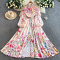 Women's Lantern Long Sleeve Single-breasted Printed Dress Dresses