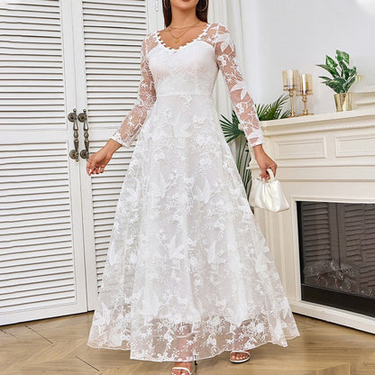 Women's Spring Long Sleeve Bridal Dress Formal Clothing