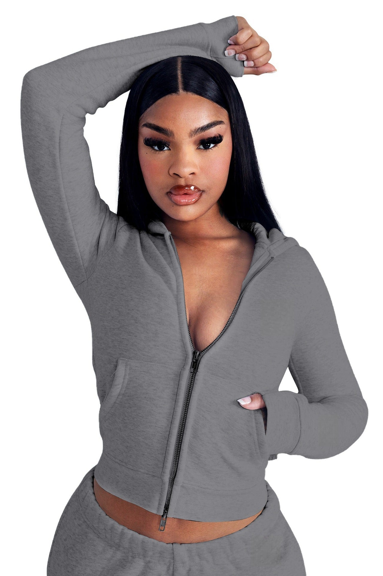 Women's Fashion Elegant Hooded Double Open Two-piece Suits