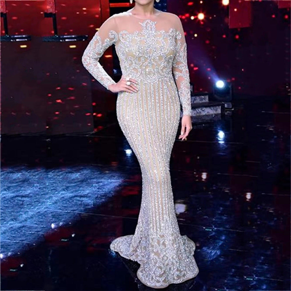 Women's Sexy Bronzing Long Sleeve Ball Gown Wedding Dresses
