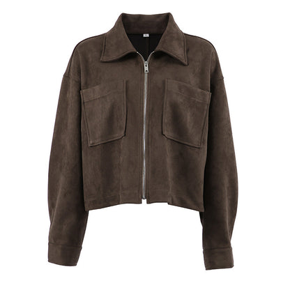 Women's Retro Trendy Loose-fitting Winter Brown Suede Jackets