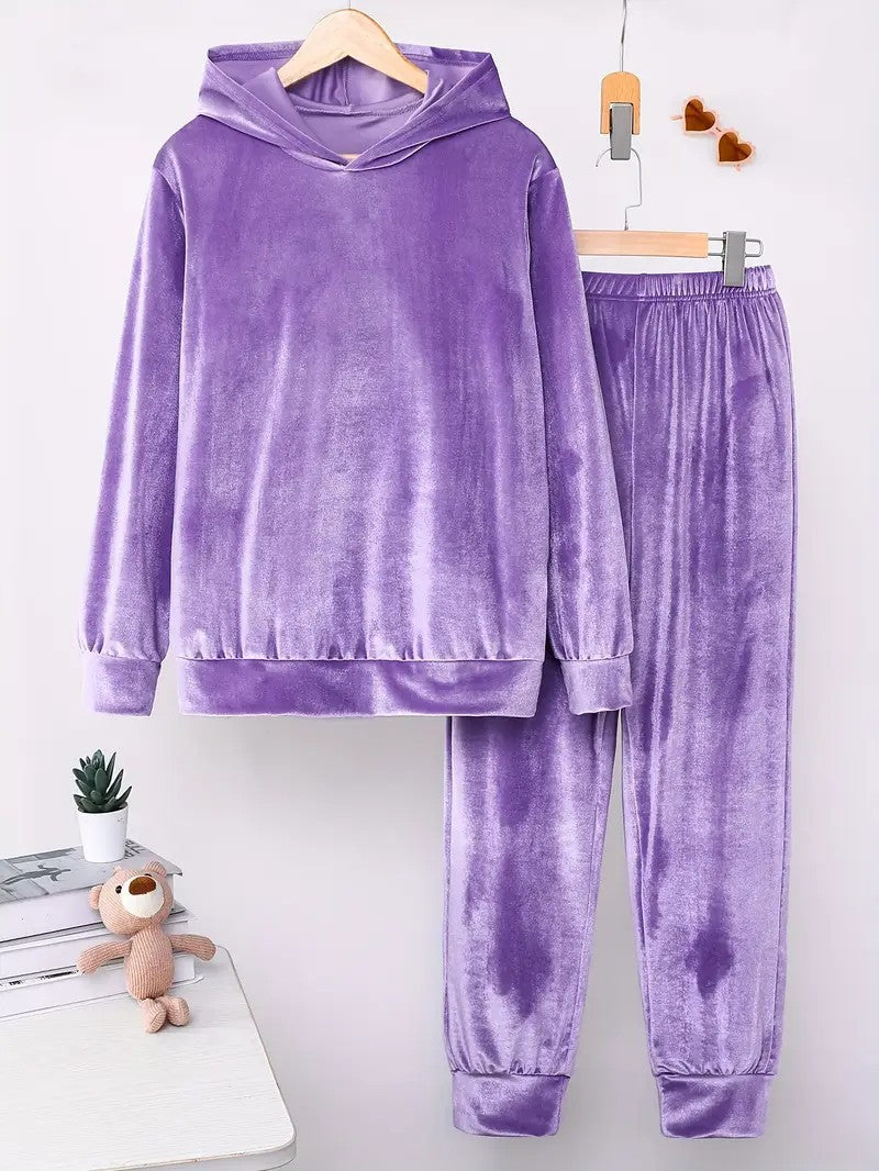 Durable Veet Pajamas Hooded Trousers Two-piece Suits