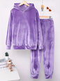 Durable Veet Pajamas Hooded Trousers Two-piece Suits