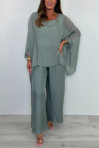 Fashion Loose Chiffon Long Sleeve Wide Suits