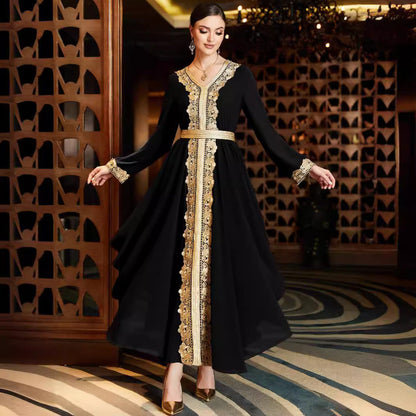 Women's Chiffon Irregular Dress Stitching Lace Saudi Clothing