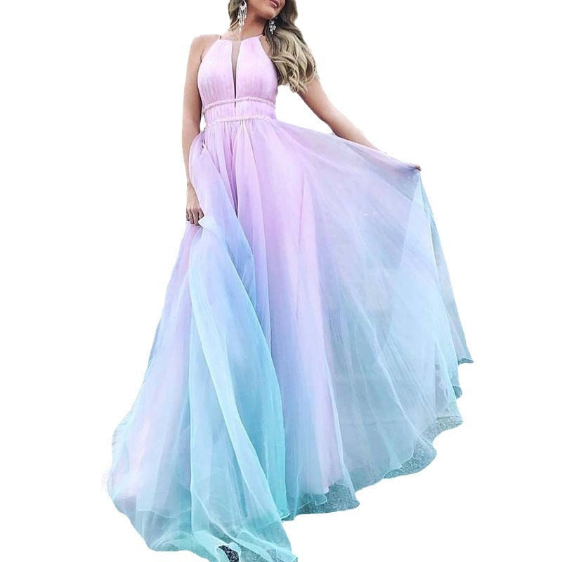 Women's Printed Sexy Dress Gradient Color Sleeveless Dresses