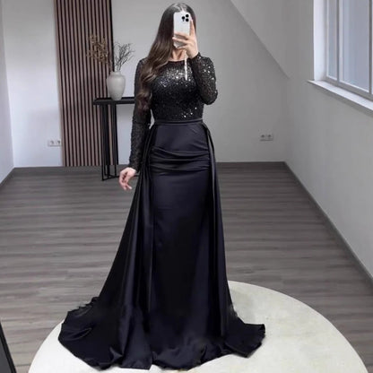 French Satin Rose Gold Fishtail Entry Dresses