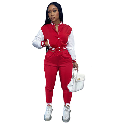 Women's Color Matching Single-breasted Stitching Long Sleeve Suits