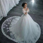 Lace Mid Waist Mid-length Stand Collar Wedding Dresses