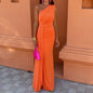Women's Color Sexy Sleeveless Diagonal Collar Banquet Dresses