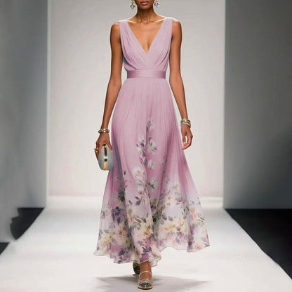 Summer Fashion Sexy Deep V Chiffon Dresses