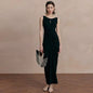 Color Round Neck Sleeveless Dress Pleated Dresses