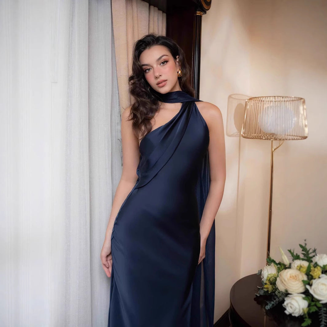 Women's Satin Dress Fishtail Banquet Slimming Elegant Dresses