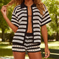 Solid Color Sexy Knitted Beach Bikini Swimsuit Blouse Sun Proof Set Women
