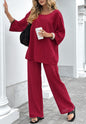 Women's Linen Casual Lace Up Loose Trousers Suits