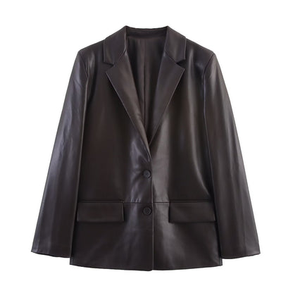 Women's Durable Fashion Casual Leather Effect Coats