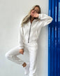 Women's Fleece-lined Long-sleeved Hooded Zipper Trousers Suits