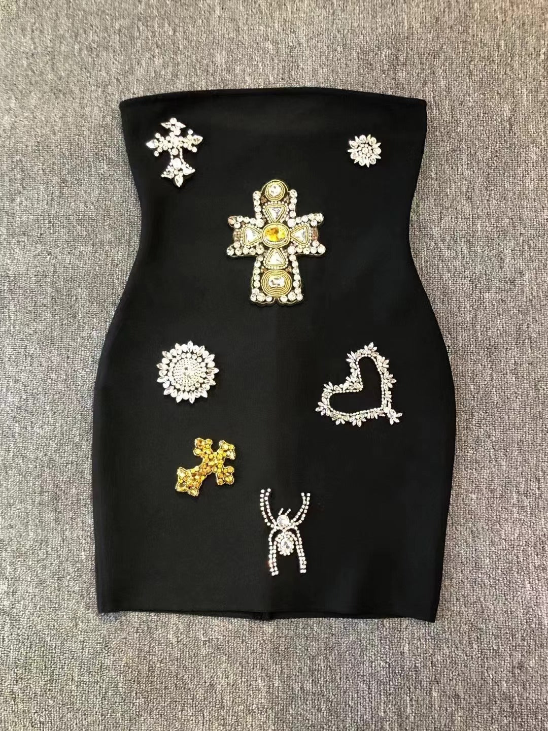 Sexy Backless Tube Set Diamond Mini Dresses