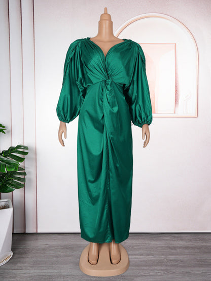 Women's Raglan Sleeve Dress Elegant High Waist Dresses