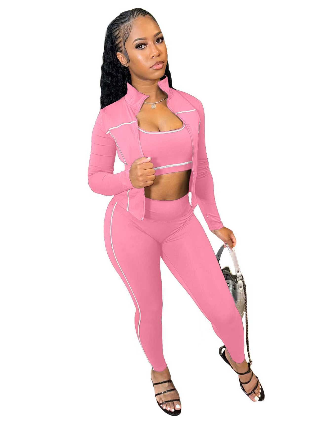 Women's Fashion Wear Zipper Thumb Hole Long-sleeved Suits