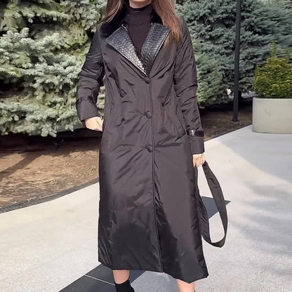 Fashion Solid Color Fur Stitching Lapel Coats
