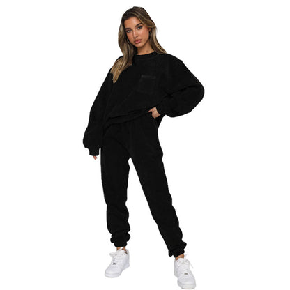 Women's Round Neck Pullover Long Sleeve Two-piece Suits