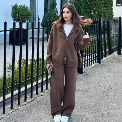 Women's Autumn Polo Collar Solid Color Thick Suits