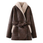 Women's Spring Festival Fashion Cashmere Leather Fur Collar Jackets