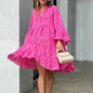 Solid Color Loose Embroidered Cutout Lace Dresses