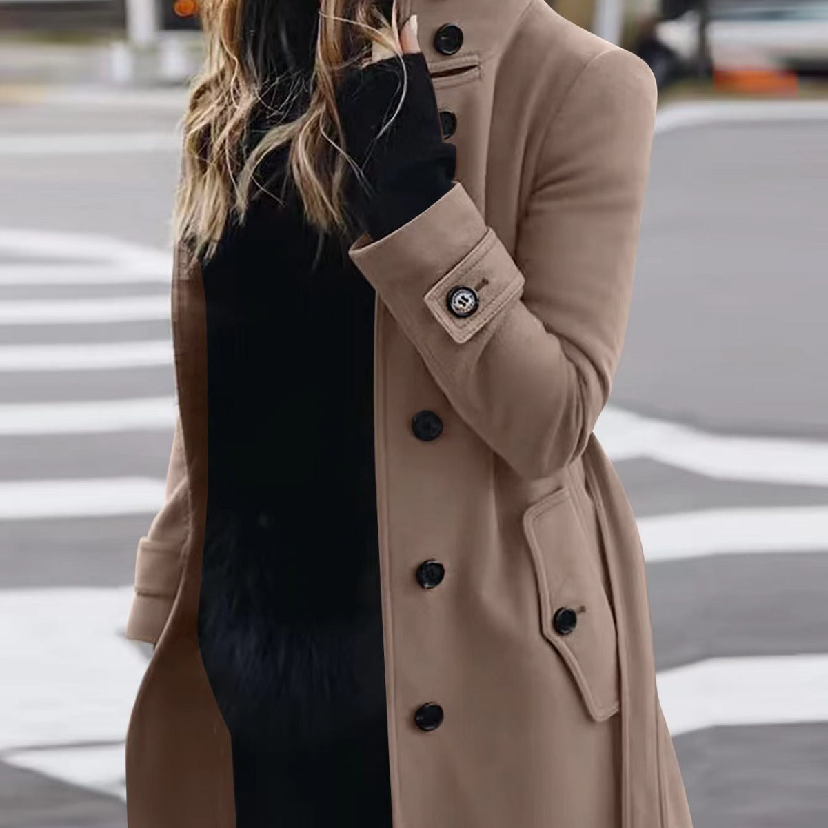 Women's Slim Fit Woolen Overcoat Clothes Coats