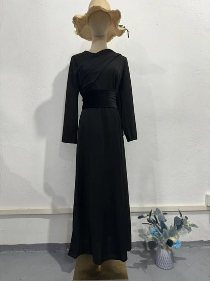 Stylish Temperament Long Sleeves Stitching Design Dresses