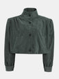 Attractive Pleated Suede Padded Shoulder Pilot Coats