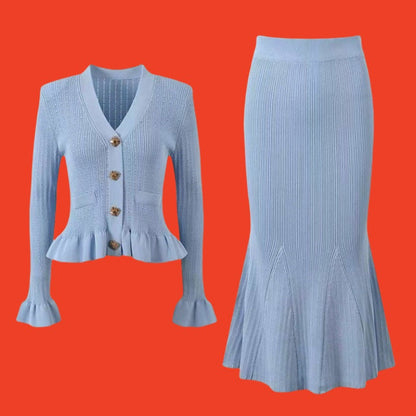 Classy Dress Fitted Waist Knitted Fishtail Dresses