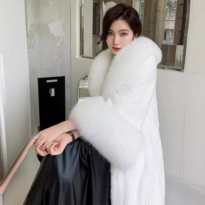 Women's Fur Western Style Marten Overcoats Long Coats