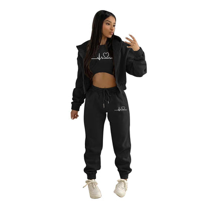 Women's Fashion Wear Brushed Hoody Hooded Leisure Suits