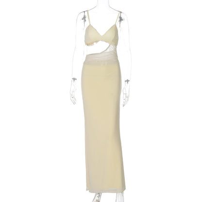 Women's Solid Color Camisole Midriff Outfit Fake Dresses
