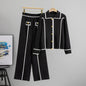 Women's Knitting Casual Neck Pullover Wide Leg Suits