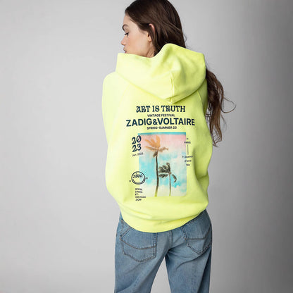Niche Little Wing Coconut Tree Chalk Digital Printing Sweaters