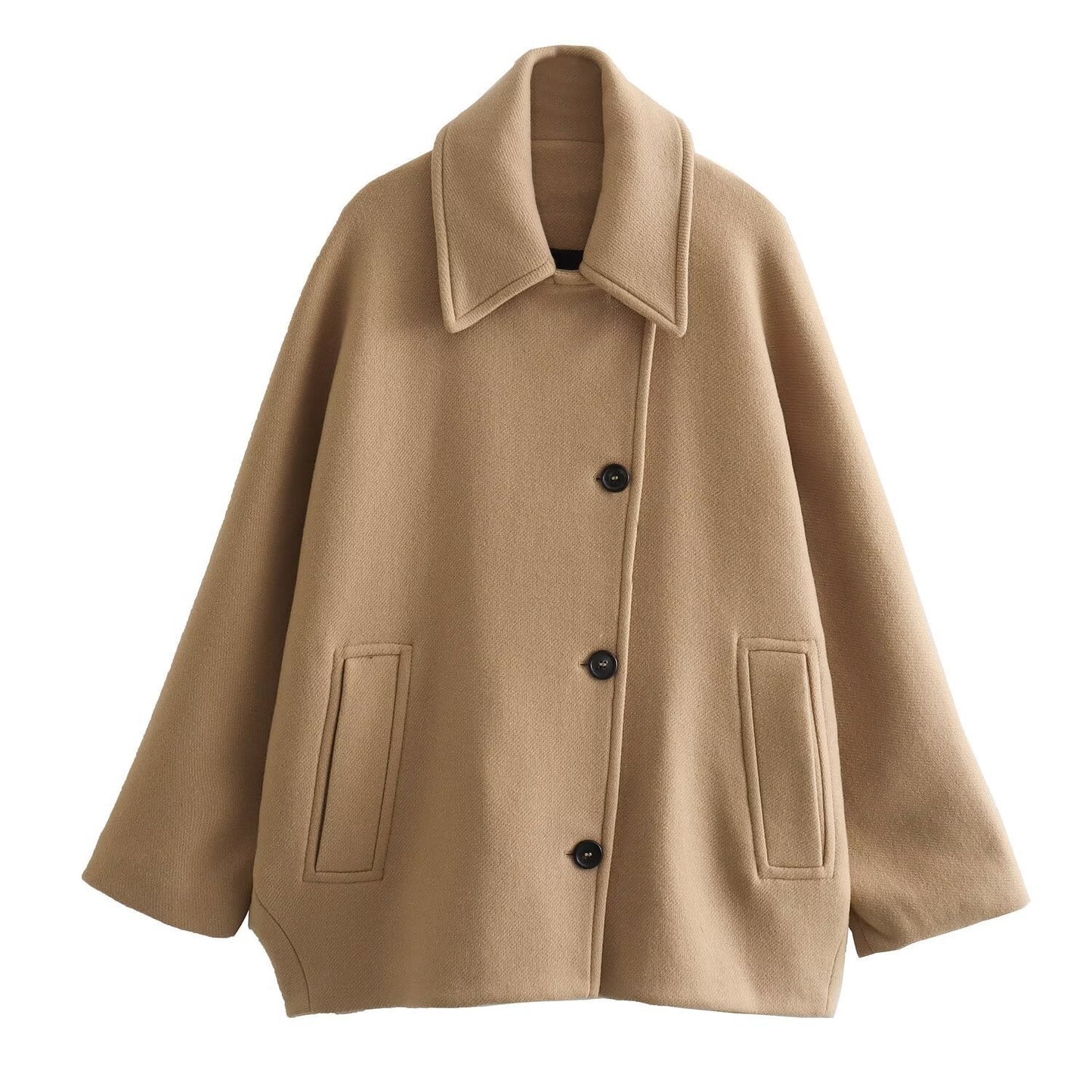Slouchy Classic Single-breasted Lapel Loose Wool Jackets
