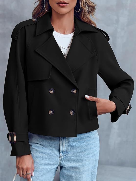 Women's Fashion Casual Double-breasted Trench With Pockets Coats