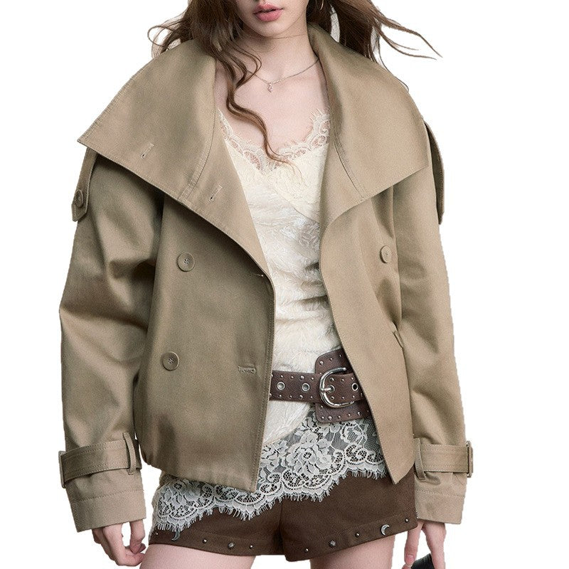 Women's French Style Temperament Solid Color Trench Coats