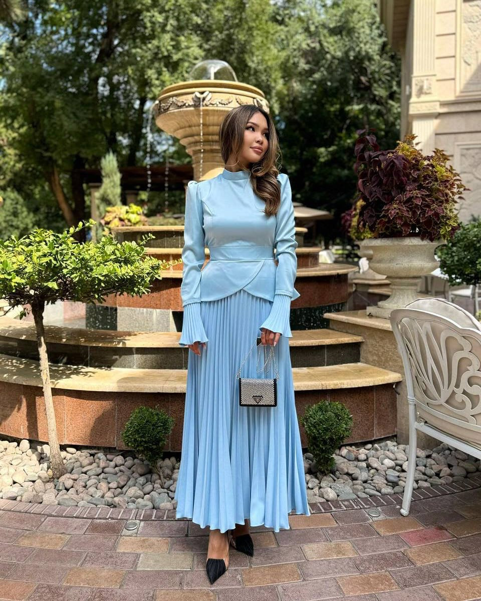 Women's Spring Half Turtleneck Fashion Temperament Bandage Long Two-piece Suits