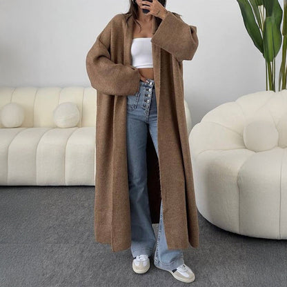 Women's Fashion Long Sleeve Wool Overcoat Trench Sweaters