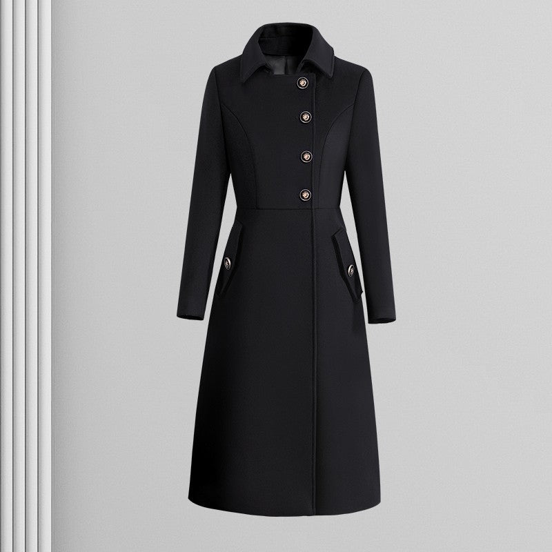 Women's Professional Woolen Winter Mid-length Elegant Wool Coats