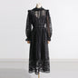 Style Summer Stand Collar Long Sleeve Lining Dresses