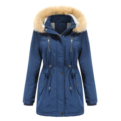 Women's Loose Cotton Clothes Removable Hat Fleece Coats
