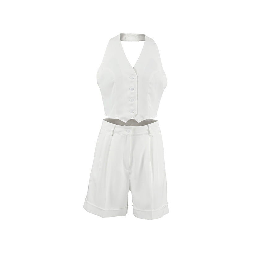 Women's Summer Commuting Fashion Backless Halter Simple Suits