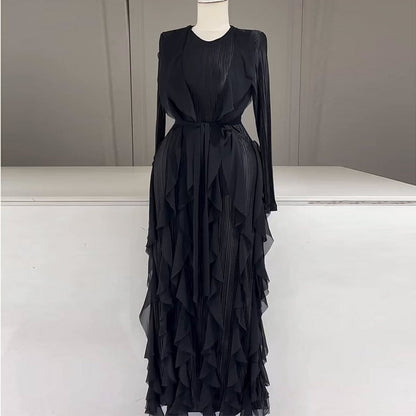 Women's Design Ruffled Pleated Dress Elegant Fashion Dresses